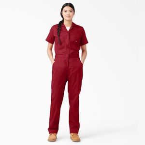 Dickies Women's FLEX Cooling Short Sleeve Coveralls, English Red - like new